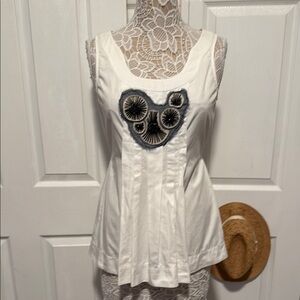 Vera Wang Lavender Label White Tank Top with Black Accents M EU40/US6